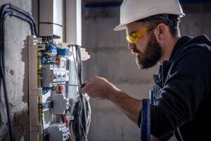 Commercial electrician in Perth performing electrical maintenance and testing